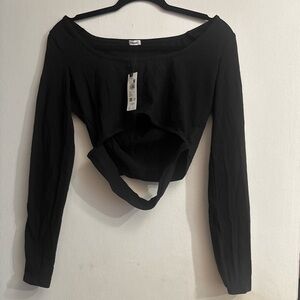 NWT Garage Chrissy Cut-Out Long Sleeve Crop Top – Jet Black, Size L